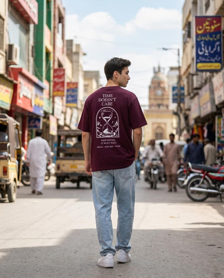 Rovelle Essential Oversized Maroon Tee men Pakistan