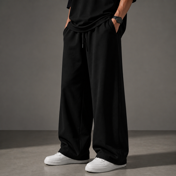 Rovelle Black Baggy Trousers streetwear men Pakistan