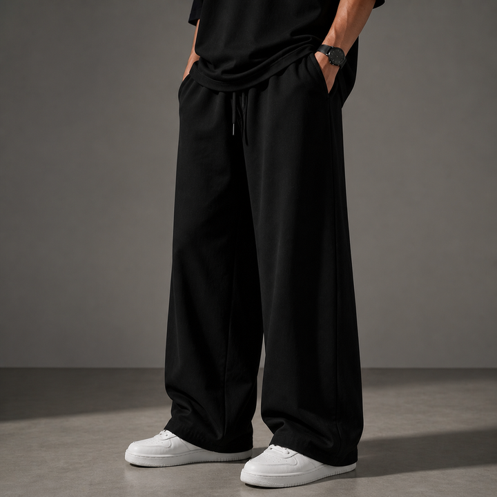 Rovelle Black Baggy Trousers streetwear men Pakistan