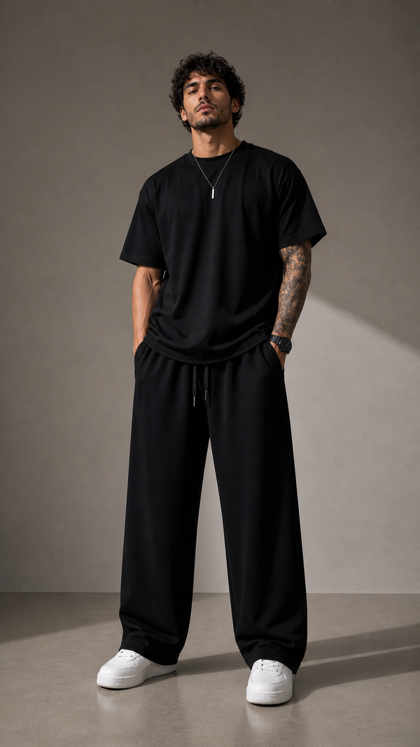 Rovelle Shadow Black Trousers close up fabric detail Pakistan