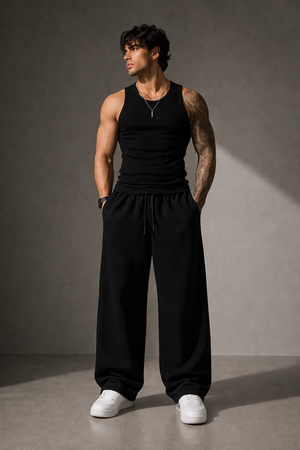 Rovelle Loose Fit Street Trousers Black outfit Pakistan