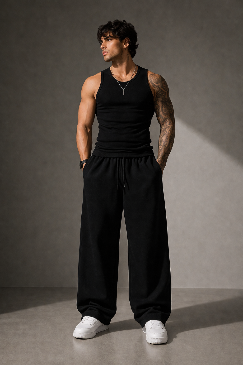 Rovelle Loose Fit Street Trousers Black outfit Pakistan