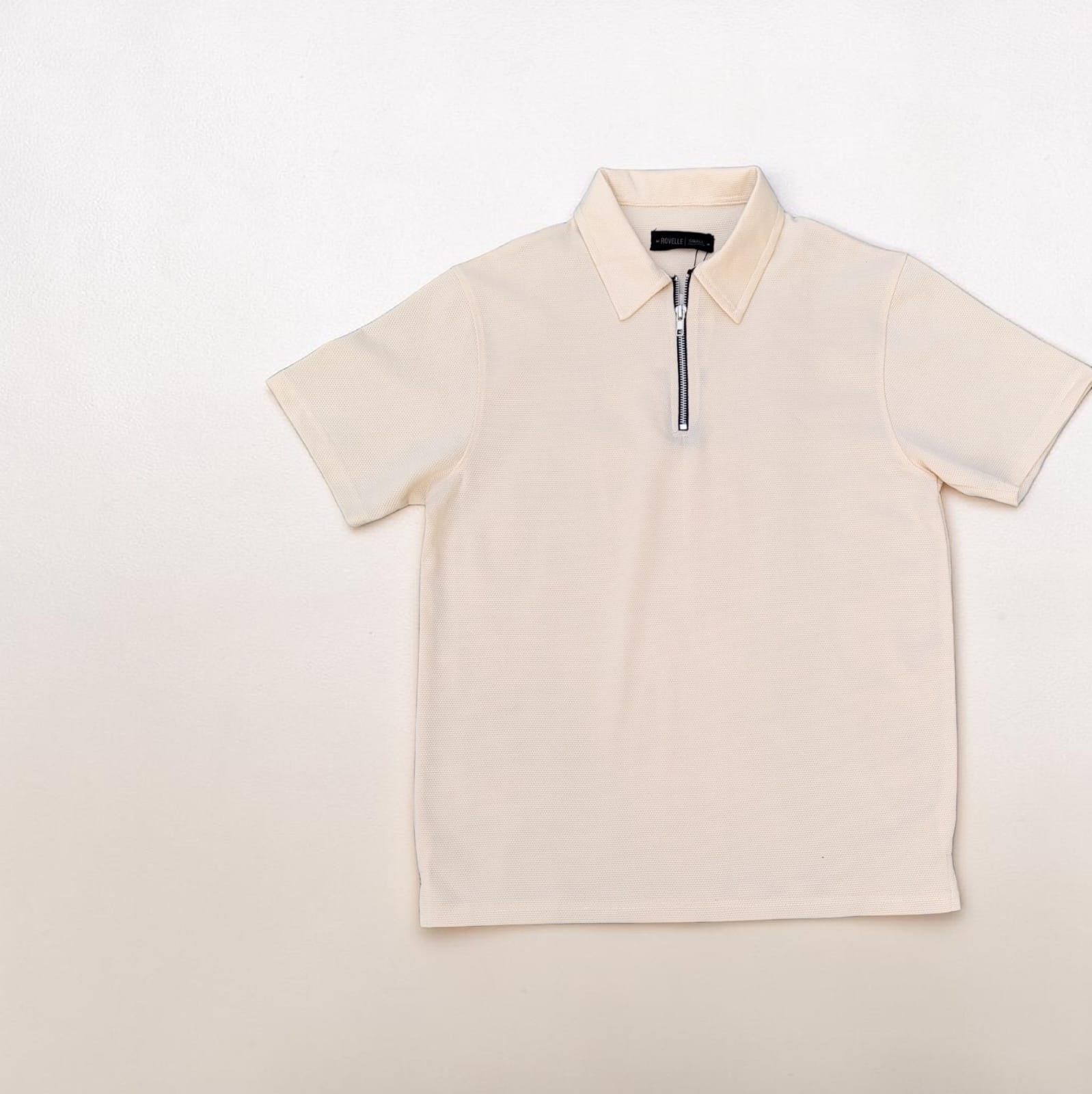 Rovelle Signature Knitted Polo Beige back view Pakistan