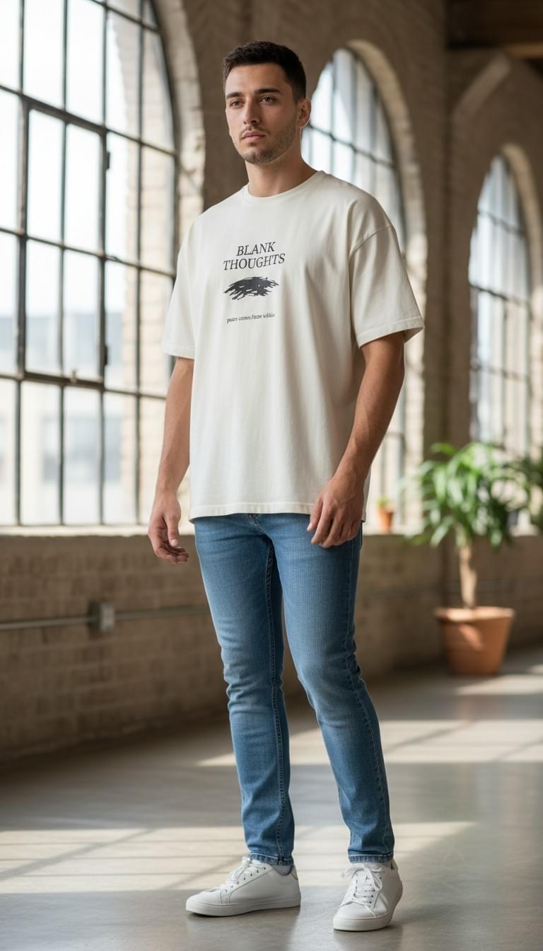 Rovelle Blank Thoughts White Tee streetwear men Pakistan