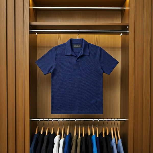Premium V-Neck Polo | Deep Blue