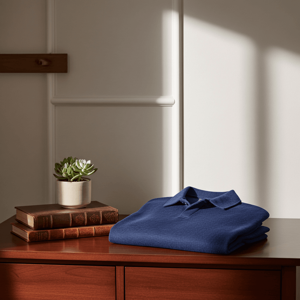 Rovelle Blue Polo shirt folded premium quality Pakistan